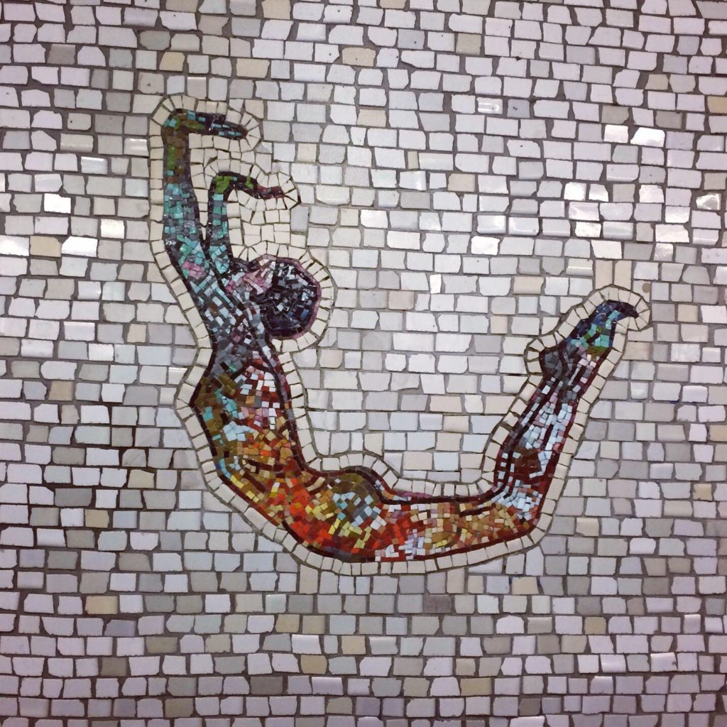 acrobat mosaic, 66th Street, Lincoln Center subway station, New York City, USA